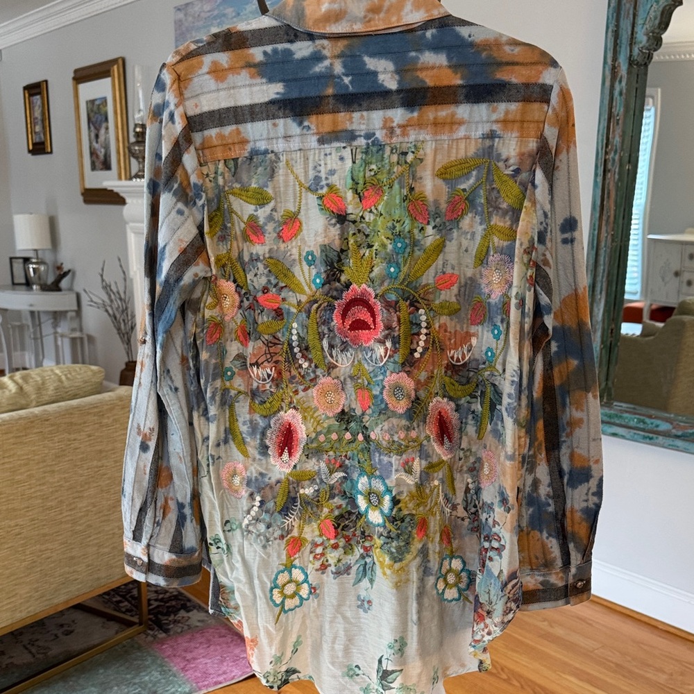 Aratta Blue and Orange Tie-Dye Shirt - Picture 4 of 5